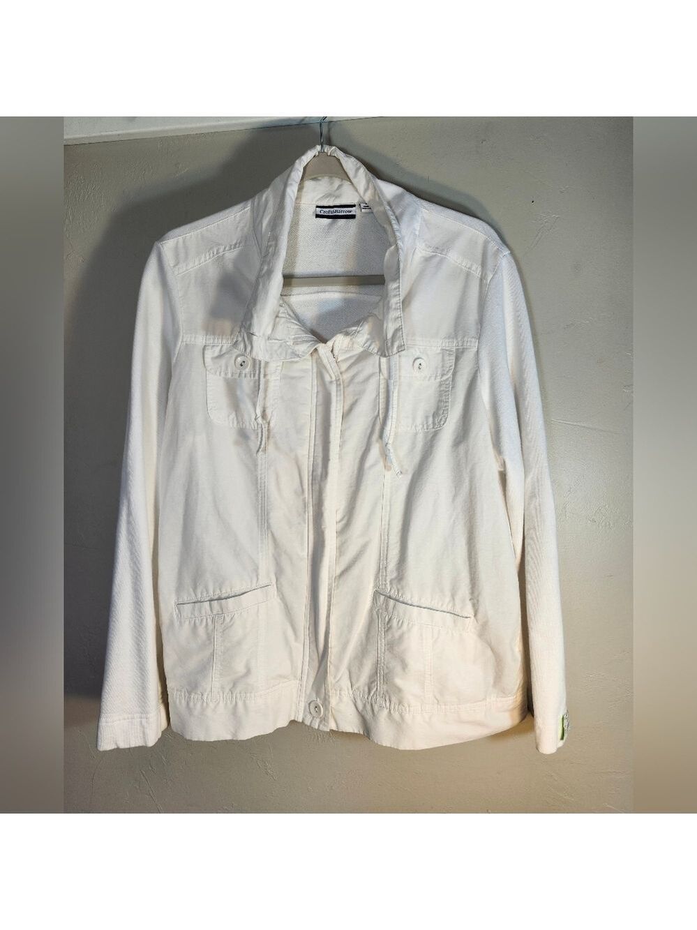 Croft & Barrow Full Zip Cotton White Jacket Casual, Beach Sz XL